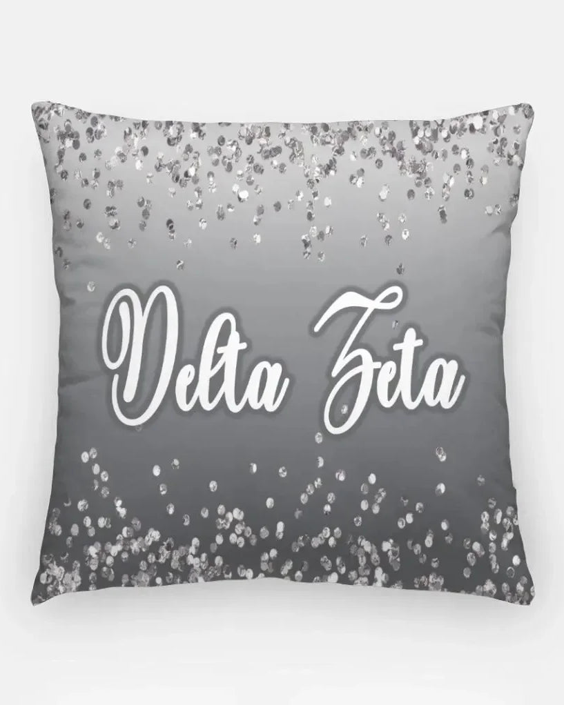 Delta Zeta 18" Throw Pillow Cover - Glitter Gray Pillow Covers