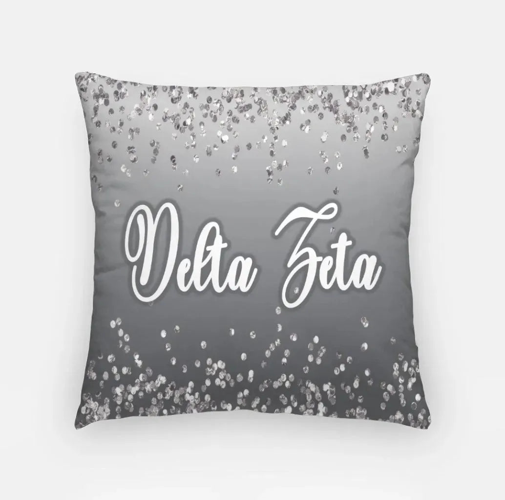 Delta Zeta 18" Throw Pillow Cover - Glitter Gray Pillow Covers