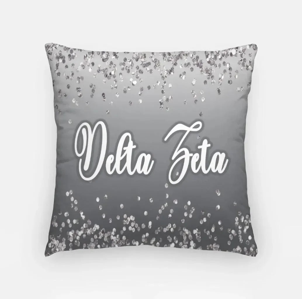 Delta Zeta 18" Throw Pillow Cover - Glitter Gray Pillow Covers
