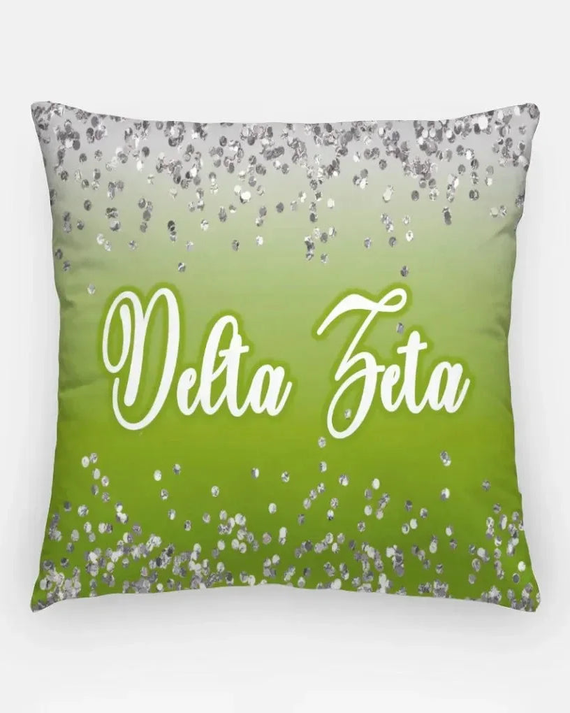 Delta Zeta 18" Throw Pillow Cover - Glitter Green Pillow Covers