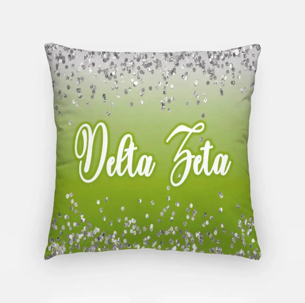 Delta Zeta 18" Throw Pillow Cover - Glitter Green Pillow Covers