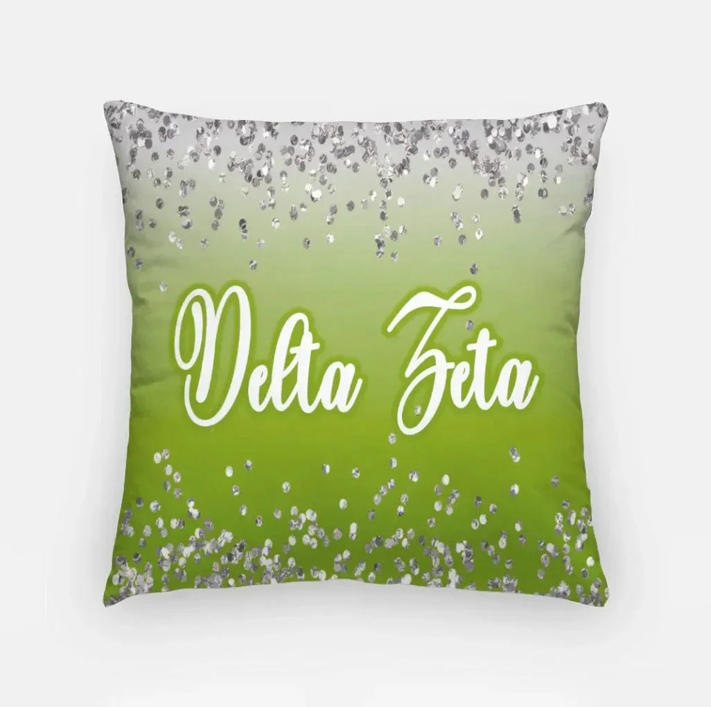Delta Zeta 18" Throw Pillow Cover - Glitter Green Pillow Covers