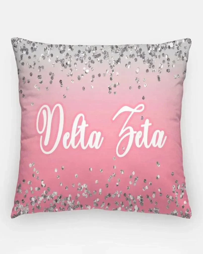 Delta Zeta 18" Throw Pillow Cover - Glitter Pink Pillow Covers