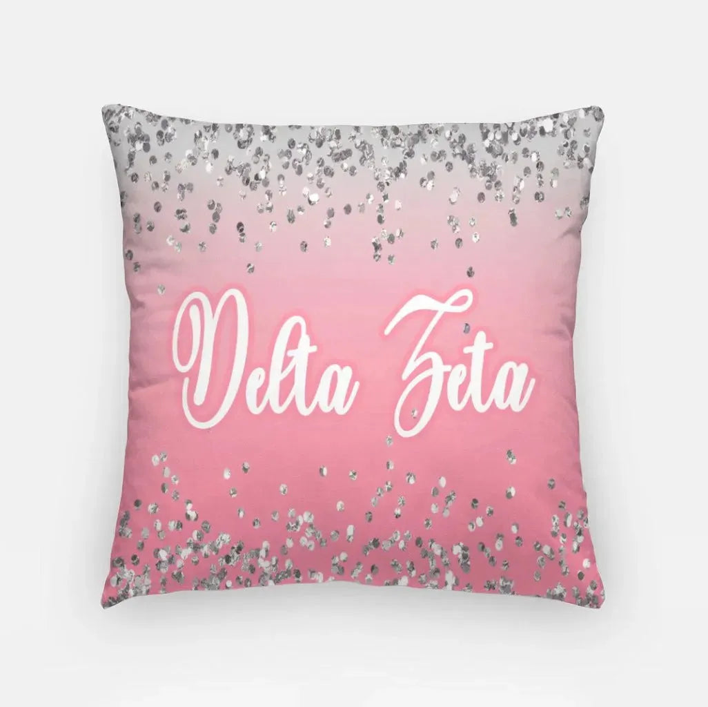 Delta Zeta 18" Throw Pillow Cover - Glitter Pink Pillow Covers