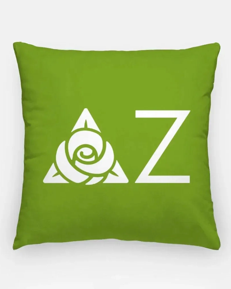 Delta Zeta 18" Traditional Throw Pillow Cover - Knockout Greek Letters Green Pillow Covers