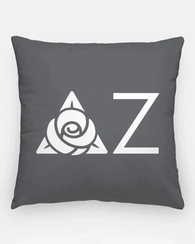 Delta Zeta 18" Traditional Throw Pillow Cover - Knockout Greek Letters Gray Pillow Covers