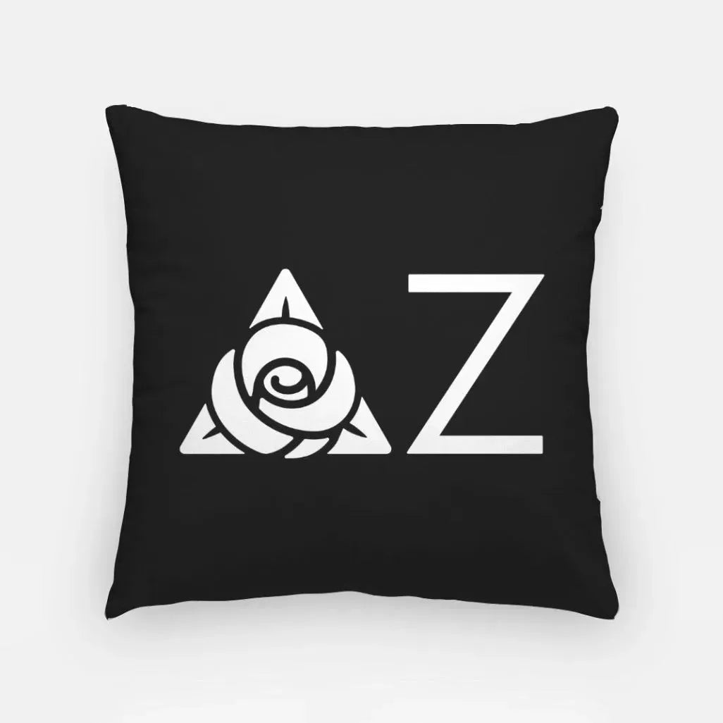 Delta Zeta 18" Traditional Throw Pillow Cover - Knockout Greek Letters Black Pillow Covers