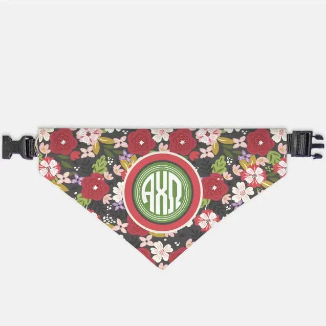 Alpha Chi Omega Pet Bandana - Modern Floral Medium Pet Bandanas