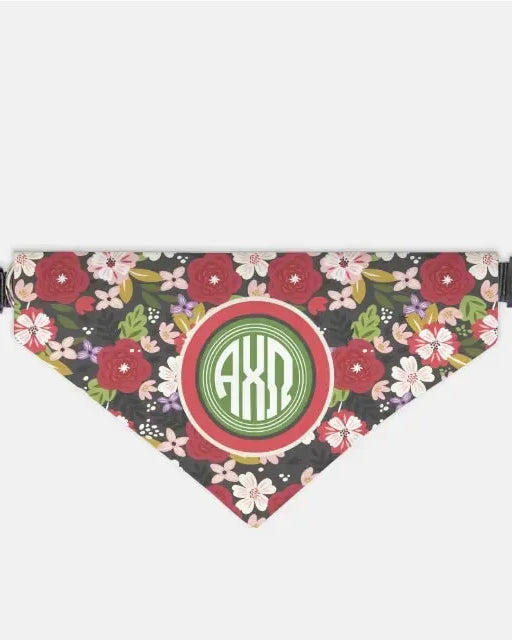 Alpha Chi Omega Pet Bandana - Modern Floral Medium Pet Bandanas