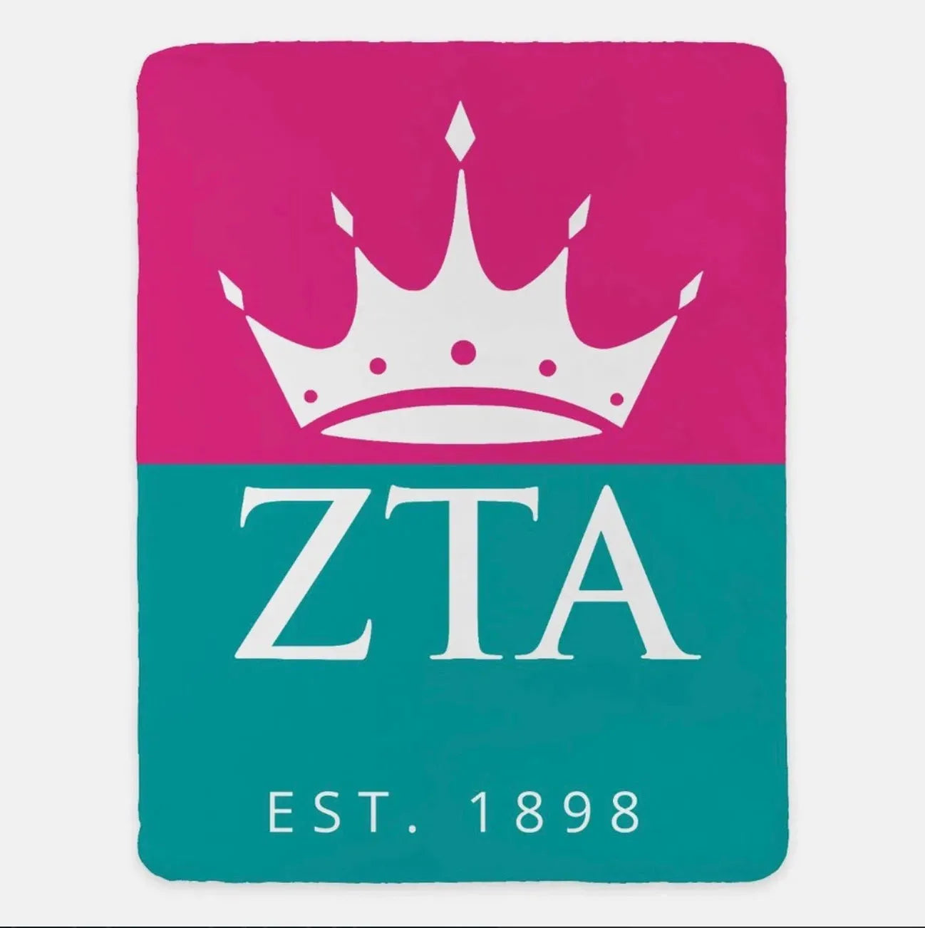 Zeta Tau Alpha Blanket XL 60x80 - Color Block Pink Throw Blankets