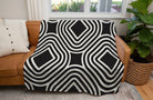 Geometric Black and White XL 60x80 Sherpa Blanket Throw Blankets