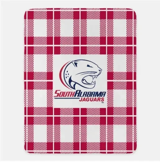 University of South Alabama Blanket - Red Plaid 60"x80" Throw Blankets