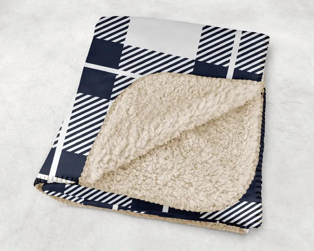 Pi Beta Phi XL 60x80 Sherpa Throw Blanket - Gray Plaid Throw Blankets