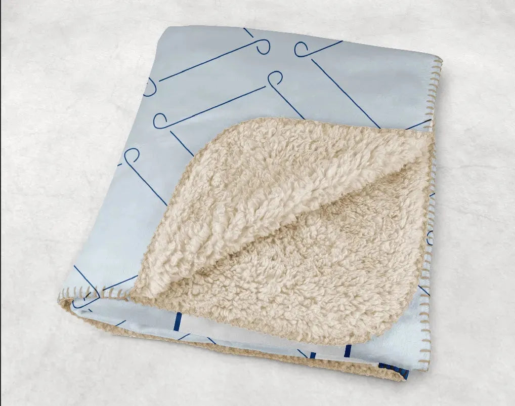 Pi Beta Phi XL 60x80 Sherpa Throw Blanket - Blue Crest Pattern Throw Blankets