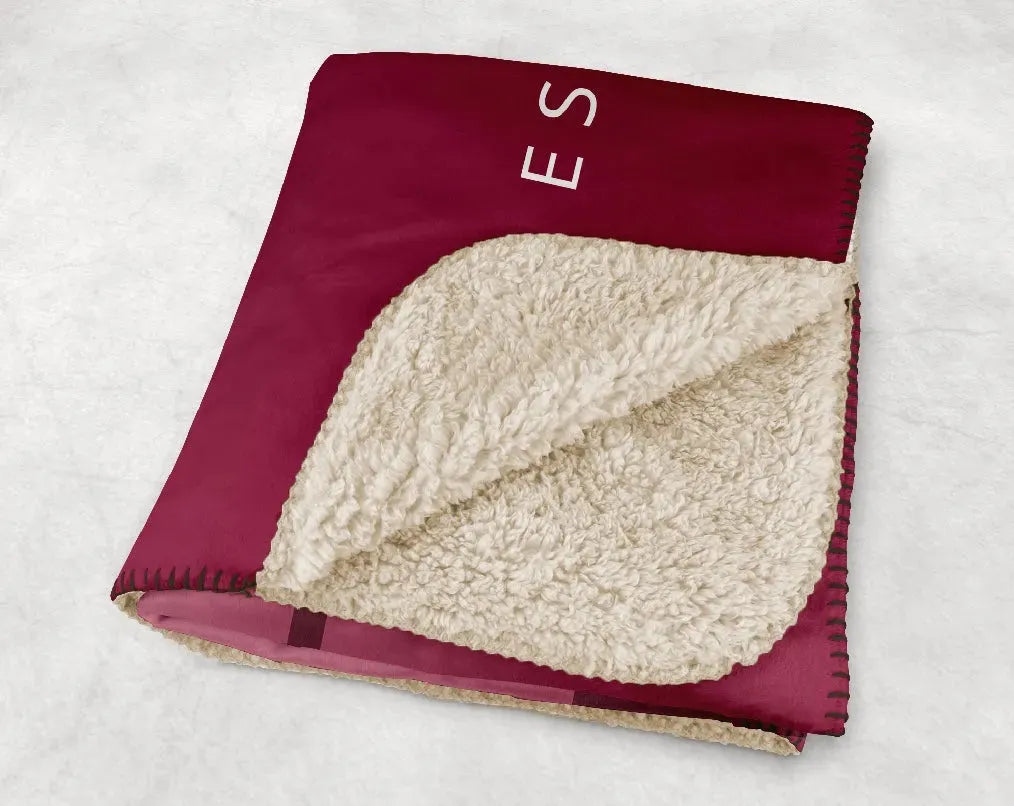 Pi Phi XL 60x80 Sherpa Throw Blanket - Wine Gradient Throw Blankets
