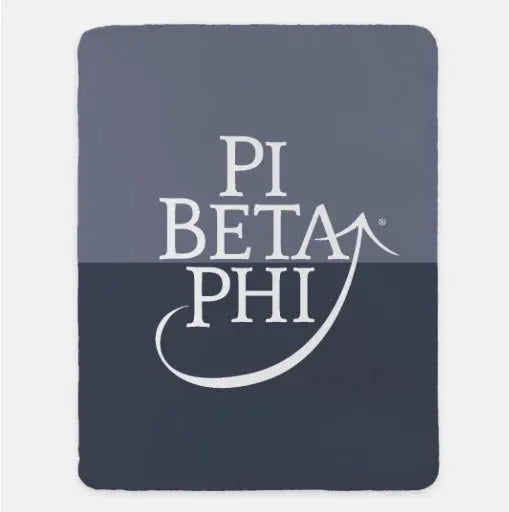 Pi Beta Phi XL 60x80 Sherpa Throw Blanket - Gray Color Block Throw Blankets
