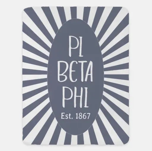 Pi Phi XL 60x80 Sherpa Throw Blanket - Gray Starburst Throw Blankets