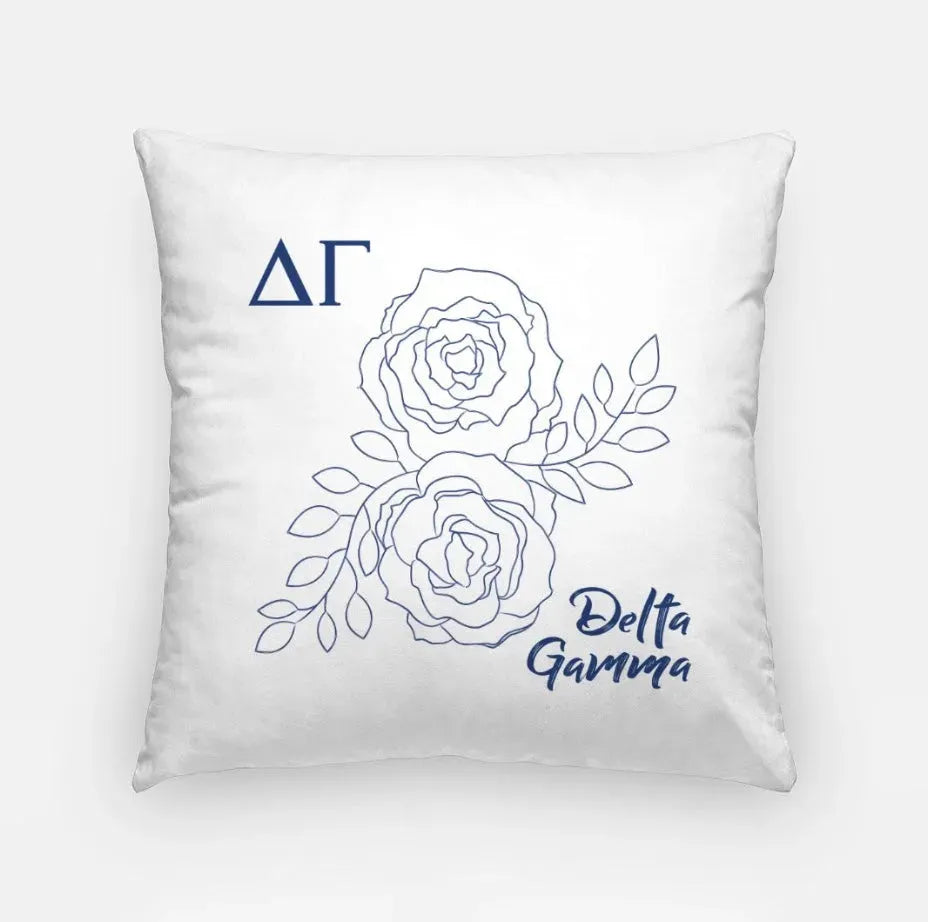 Delta Gamma 18" Throw Pillow Cover - Rose Navy Pillow Covers
