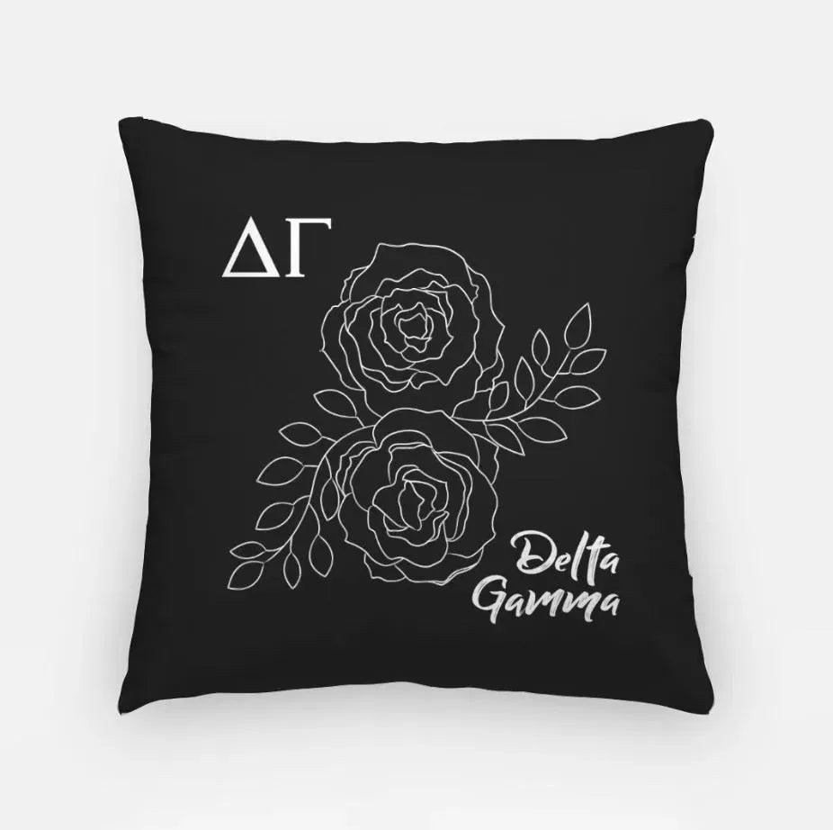 Delta Gamma 18" Throw Pillow Cover - Rose Black Pillow Covers