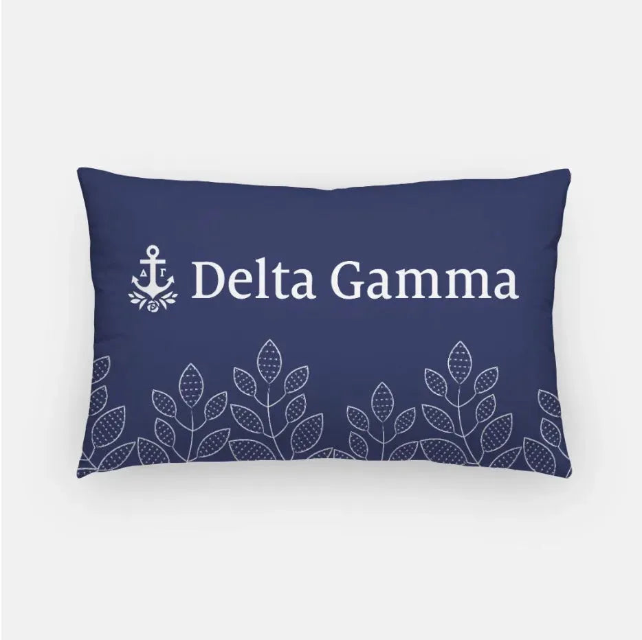 Delta Gamma Floral Lumbar Pillow Cover Navy Pillow Covers