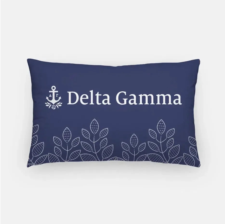 Delta Gamma Floral Lumbar Pillow Cover Navy Pillow Covers