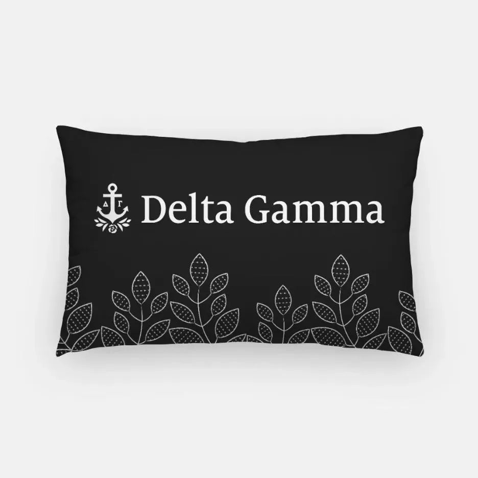 Delta Gamma Floral Lumbar Pillow Cover Black Pillow Covers