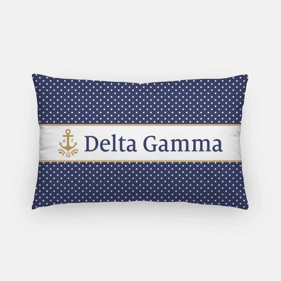 Delta Gamma Lumbar Pillow Cover - Polka Dots Navy Pillow Covers