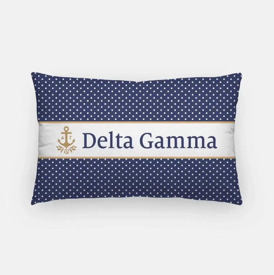 Delta Gamma Lumbar Pillow Cover - Polka Dots Navy Pillow Covers