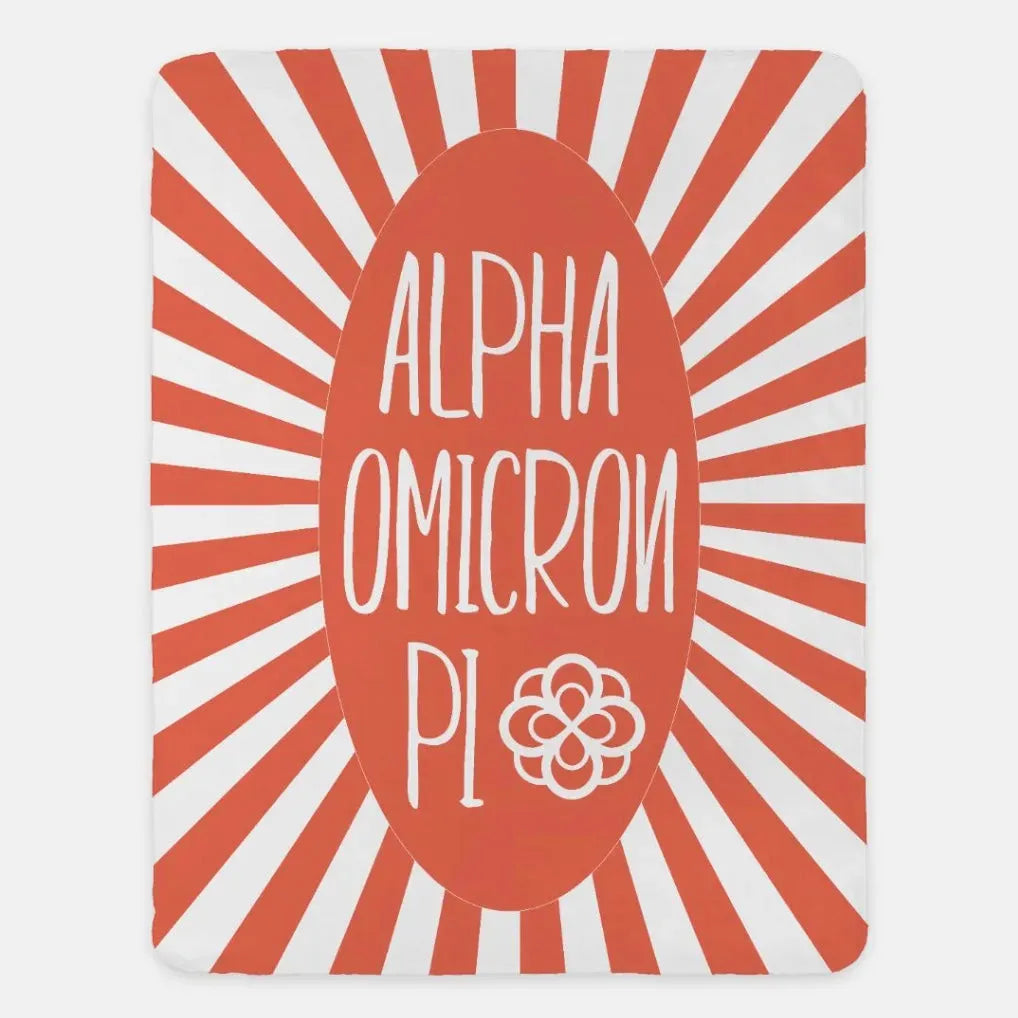 Alpha Omicron Pi XL 60x80 Sherpa Blanket - Starburst Coral Throw Blankets