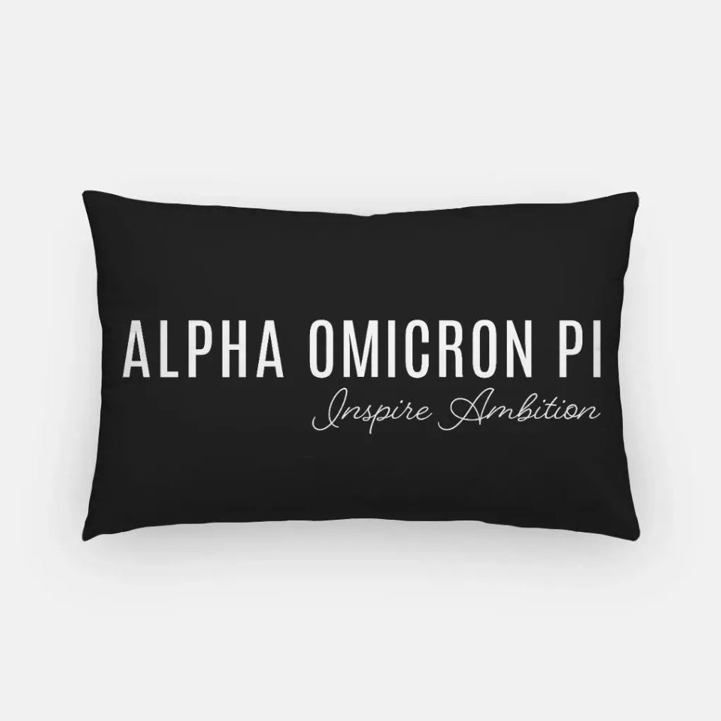 Alpha Omicron Pi Traditional Lumbar Throw Pillow Cover Black Pillow Covers
