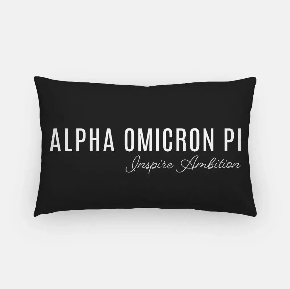 Alpha Omicron Pi Traditional Lumbar Throw Pillow Cover Black Pillow Covers