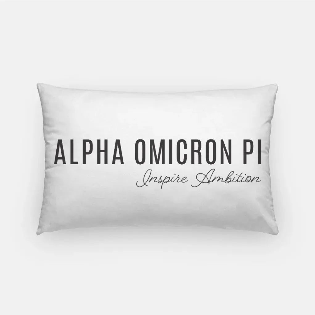 Alpha Omicron Pi Traditional Lumbar Throw Pillow Cover White Pillow Covers