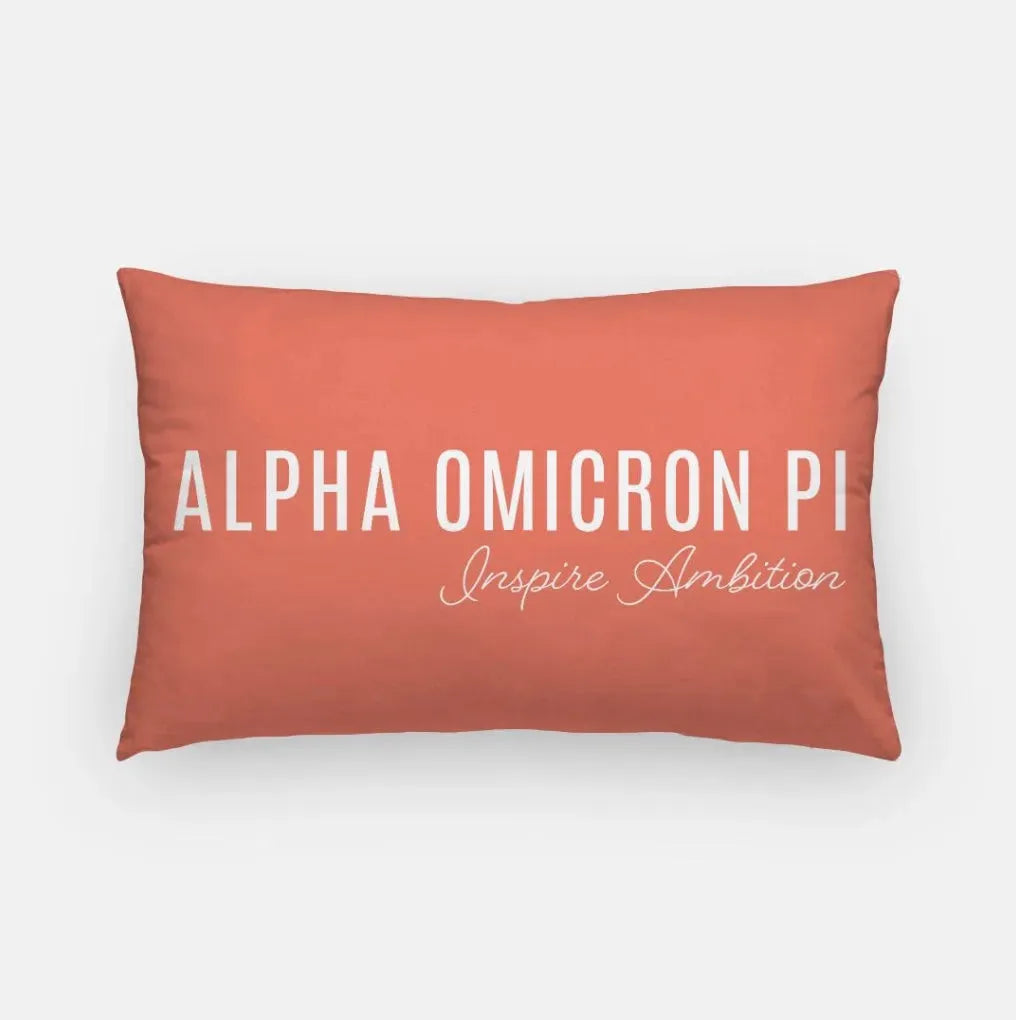 Alpha Omicron Pi Traditional Lumbar Throw Pillow Cover Coral Pillow Covers