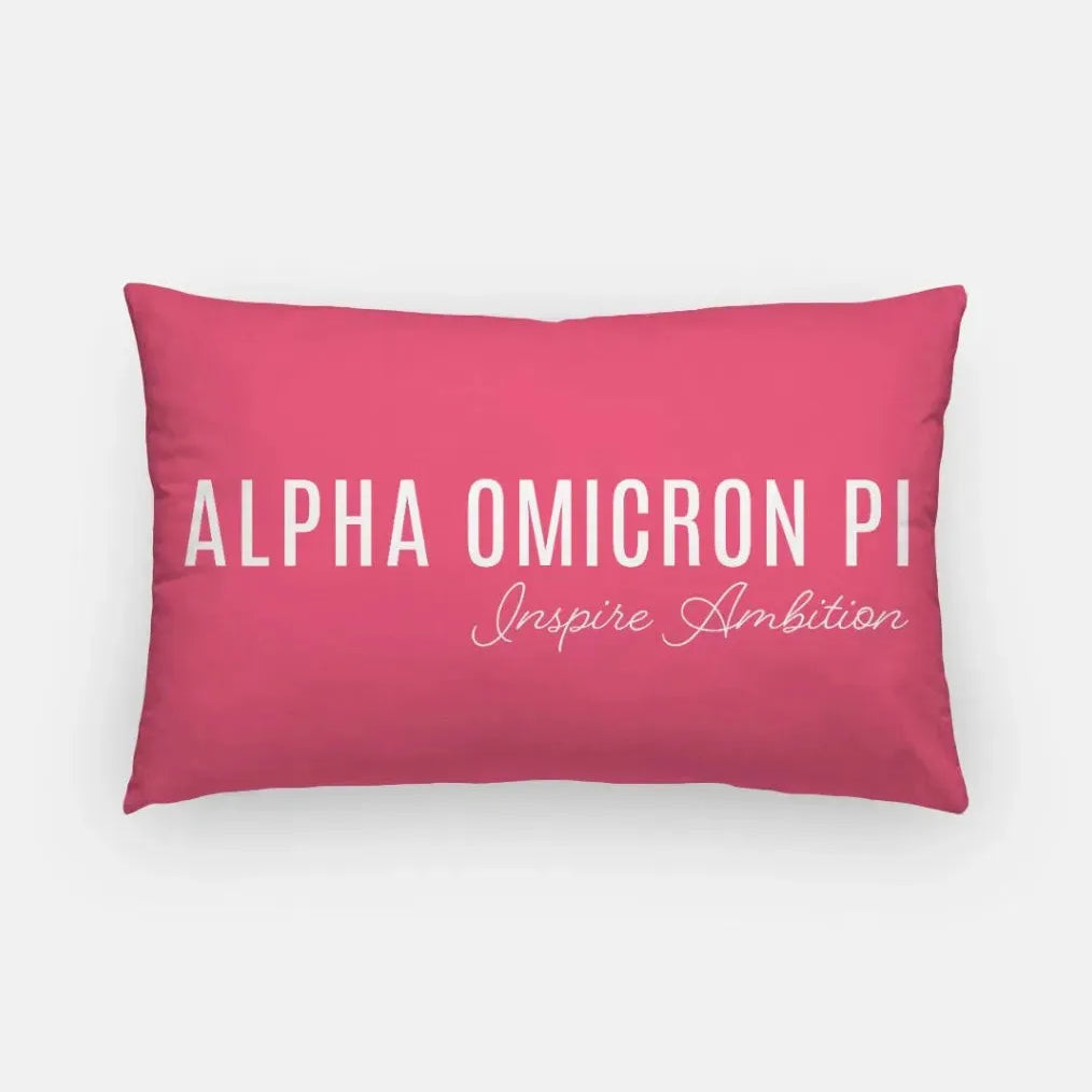 Alpha Omicron Pi Traditional Lumbar Throw Pillow Cover Pink Pillow Covers