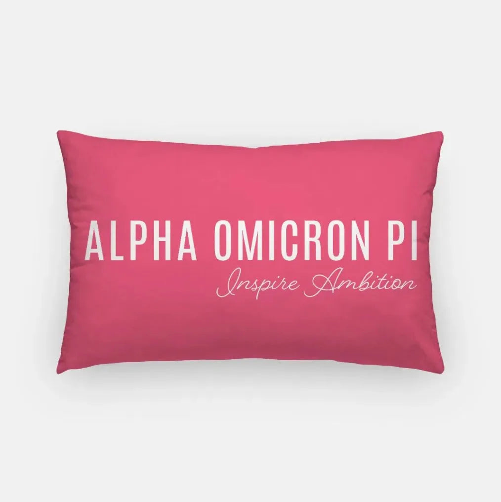Alpha Omicron Pi Traditional Lumbar Throw Pillow Cover Pink Pillow Covers