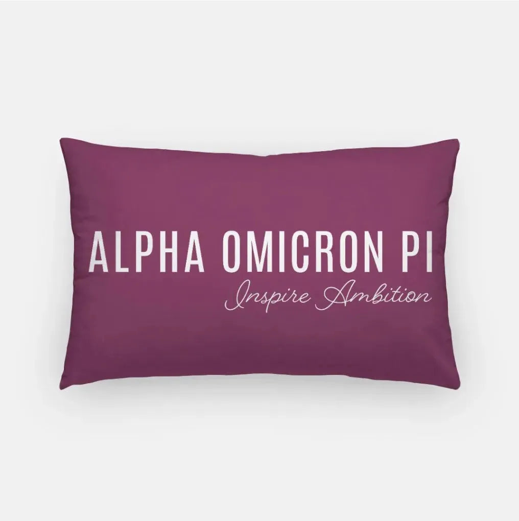 Alpha Omicron Pi Traditional Lumbar Throw Pillow Cover Purple Pillow Covers