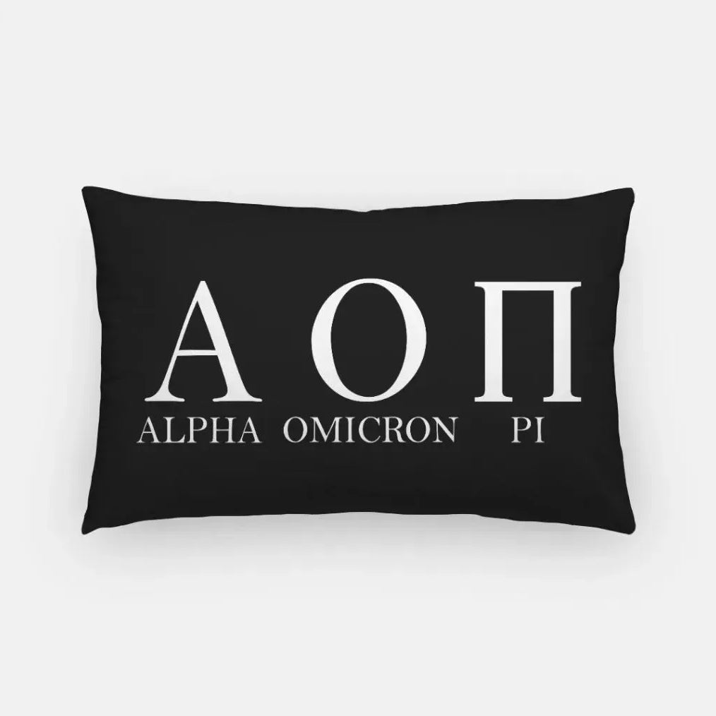 Alpha Omicron Pi Greek Letters Lumbar Throw Pillow Cover Black Pillow Covers