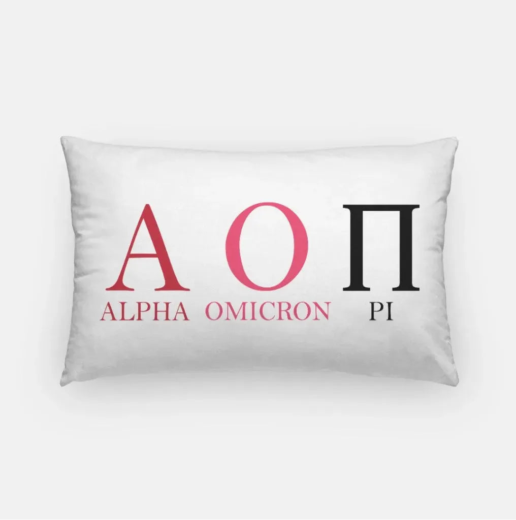 Alpha Omicron Pi Greek Letters Lumbar Throw Pillow Cover Traditional Pillow Covers