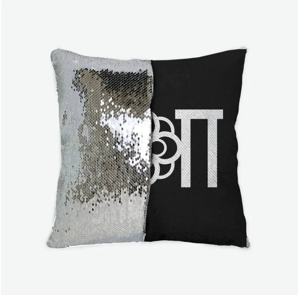 Alpha Omicron Pi Sequin Throw Pillow Cover Black Silver Pillow Covers