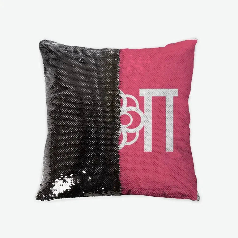 Alpha Omicron Pi Sequin Throw Pillow Cover Pink Black Pillow Covers