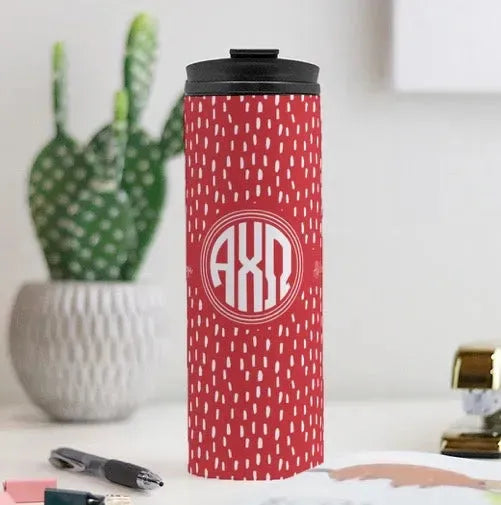Alpha Chi Omega Thermal Tumbler | Scarlet Band 16 oz. Drinkware