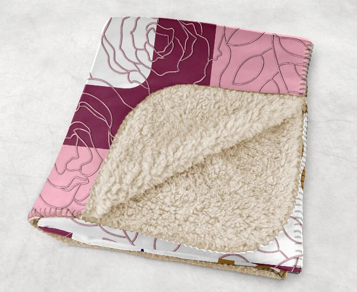 Delta Gamma XL 60x80 Sherpa Throw Blanket - Pink Floral Band Throw Blankets