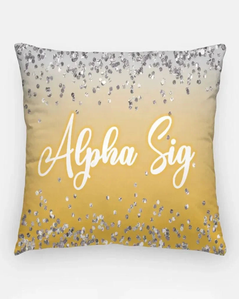 Alpha Sig 18" Throw Pillow Cover - Glitter Gold Pillow Covers