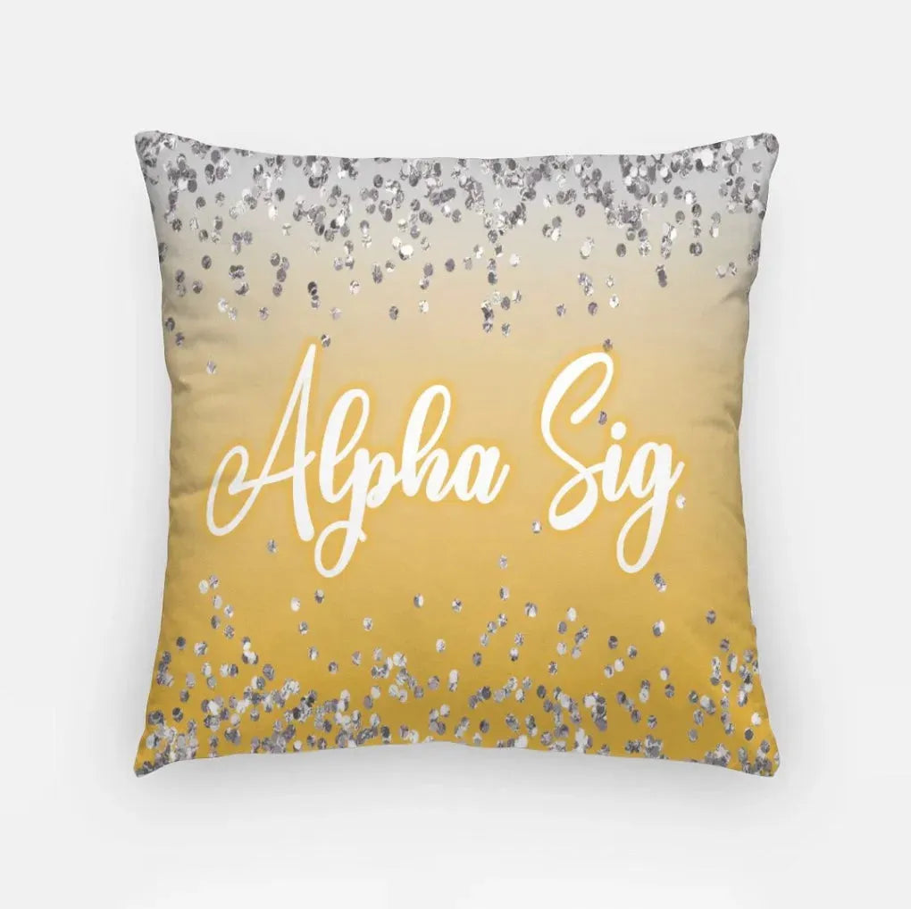 Alpha Sig 18" Throw Pillow Cover - Glitter Gold Pillow Covers