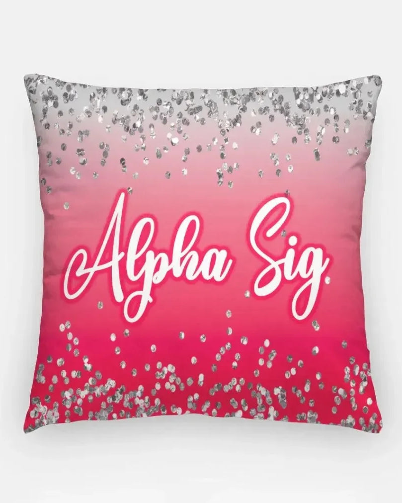Alpha Sig 18" Throw Pillow Cover - Glitter Ruby Pillow Covers