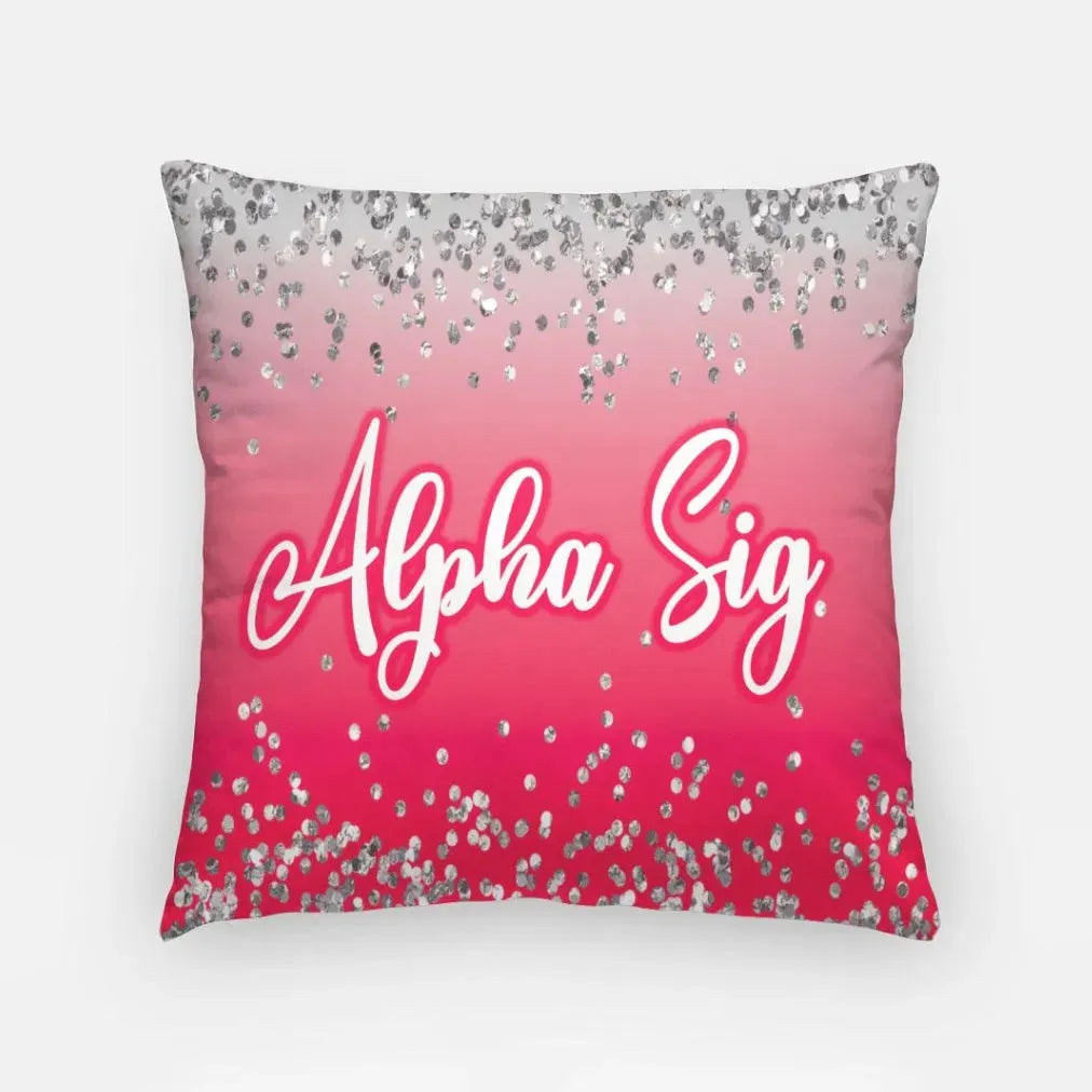 Alpha Sig 18" Throw Pillow Cover - Glitter Ruby Pillow Covers
