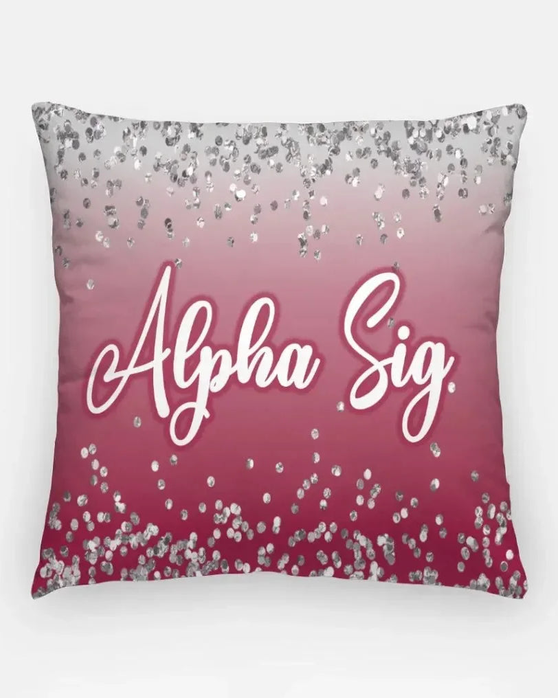Alpha Sig 18" Throw Pillow Cover - Glitter Crimson Pillow Covers