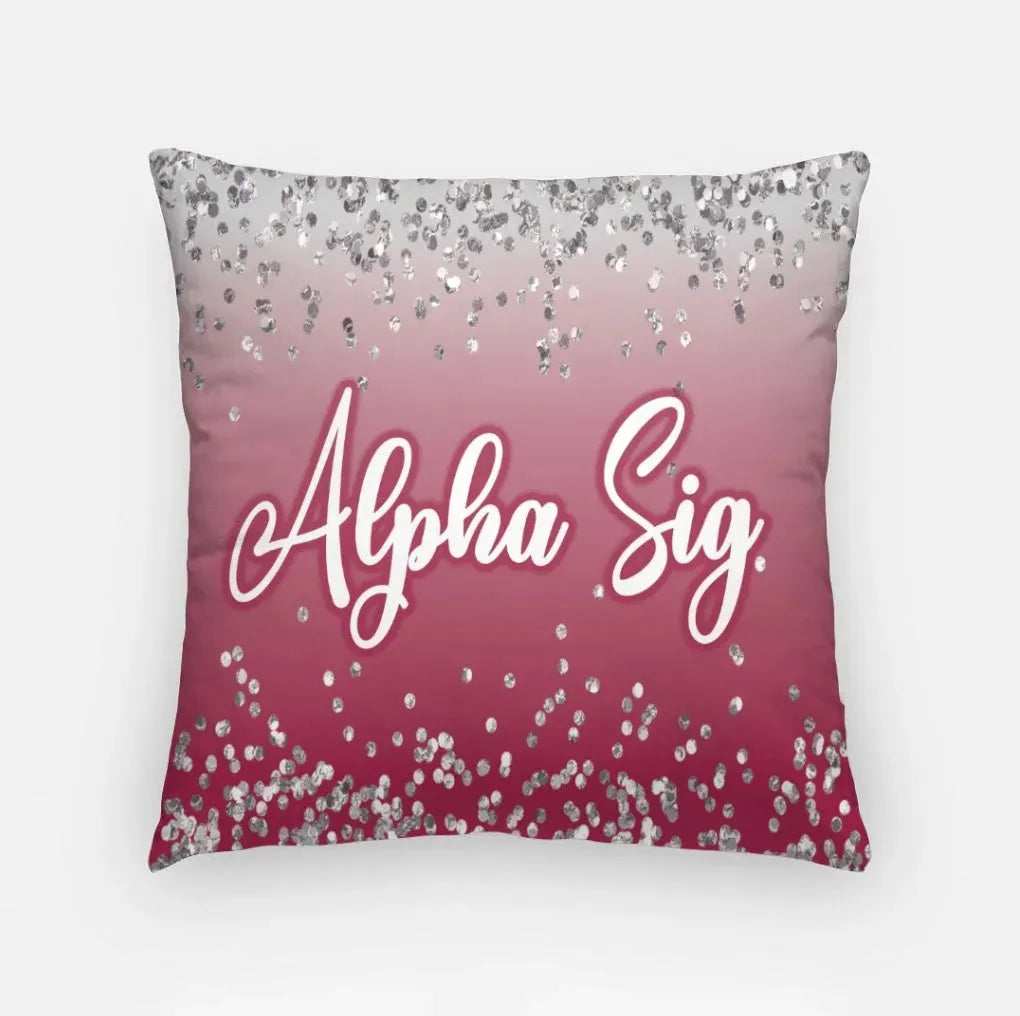 Alpha Sig 18" Throw Pillow Cover - Glitter Crimson Pillow Covers