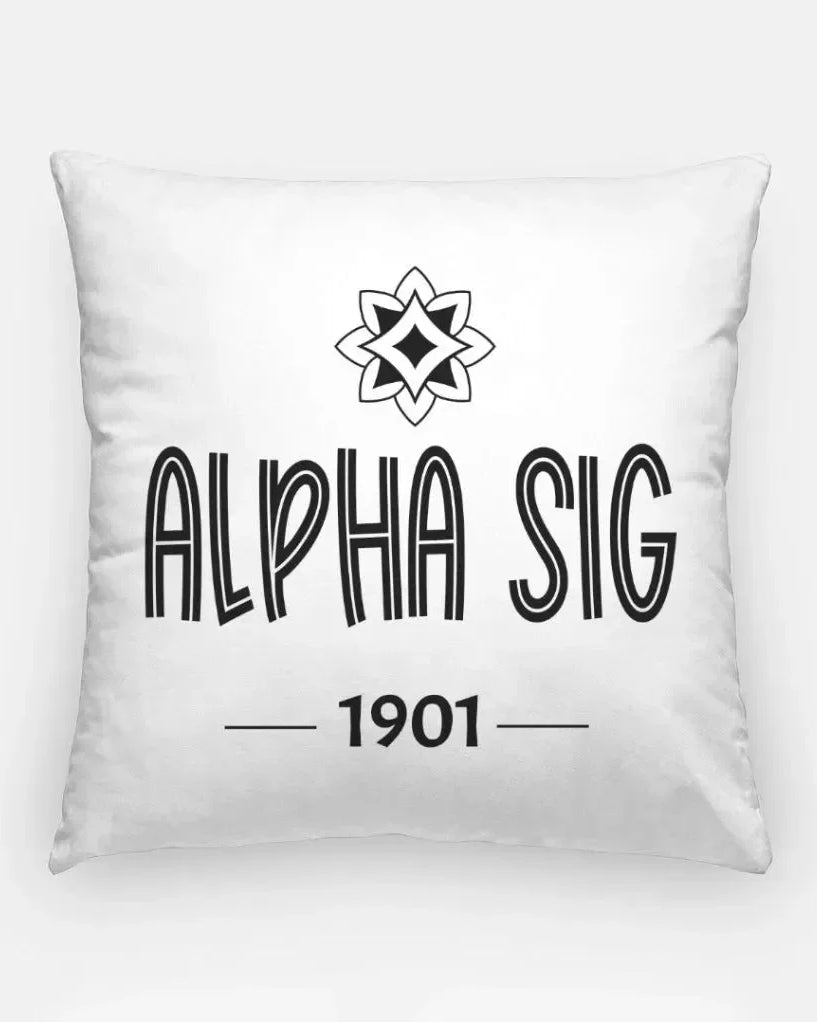Alpha Sig 18" Throw Pillow Cover - Logomark 1901 Black Pillow Covers