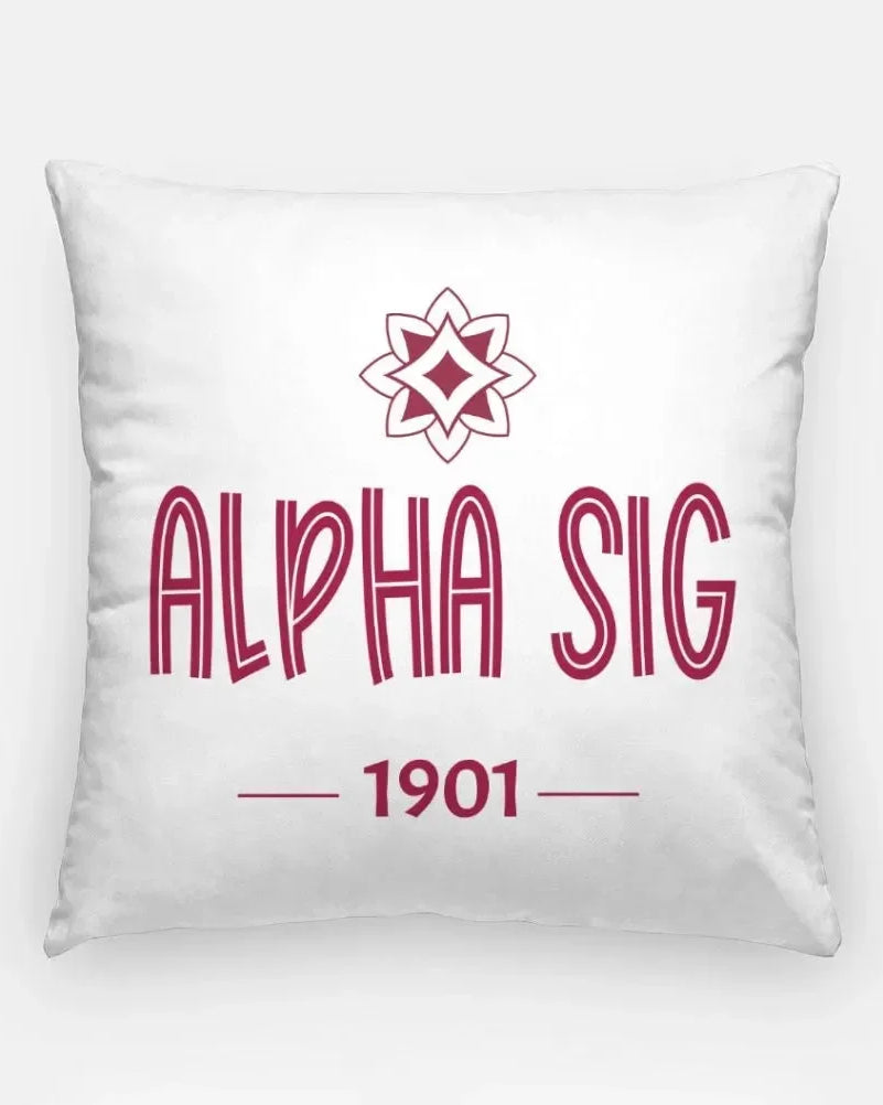 Alpha Sig 18" Throw Pillow Cover - Logomark 1901 Crimson Pillow Covers